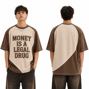 เสื้อยืดแขนยาวทรงโอเวอร์ไซส์สำหรับผู้ชาย ดีไซน์ตัวอักษรนูน แต่งสีบล็อก คอทรงโอ แบบลำลอง ถักนิตติ้ง ตัวเสื้อนูนลาย - Product Image 4