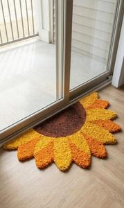 Tapis d'appoint moderne en laine tuftée à la main, motif tournesol lumineux, antidérapant, doux et moelleux, pour chambre, salon, décoration intérieure - Product Image 5