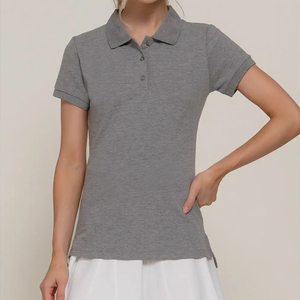 T-shirt polo uni en coton de haute qualité à séchage rapide pour femme, coupe ajustée, décontracté, style uniforme scolaire/bureau - Product Image 5