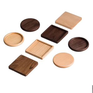 Sous-verre carré en bois naturel avec gravure de logo gratuite, sous-verre arrondi pour thé, café, boissons, support de table, sous-verre en hêtre ou noyer - Product Image 1