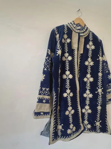 Manteau long élégant en velours brodé avec motif floral, col mandarin, manches longues, veste d'hiver pour femmes, prix de gros - Product Image 2