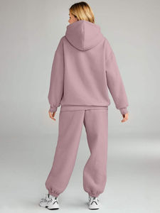 Conjunto Deportivo de 2 Piezas para Mujer, Talla Grande, Sudadera con Capucha y Pantalones Deportivos Transpirables, Corte Regular, Casual, con Bolsillos - Product Image 4