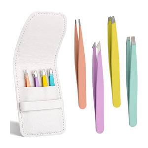 Lot de 4 pinces à épiler pour sourcils en acier inoxydable, pinces à épiler biseautées et pointues, pinces de précision pour poils incarnés - Product Image 1