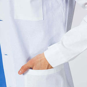 Blouse de laboratoire unisexe en coton et polyester tissé blanc WARPRO INDUSTRY pour médecins avec détection d'aiguilles et fusion sans couture - Product Image 2