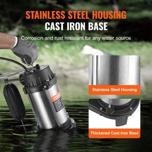 0,75hp sommergibile per acque reflue e pompa dell'acqua con 5000GPH & 28 ft di sollevamento per il seminterrato per la distribuzione di acqua e acque reflue - Product Image 3