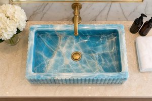 Lavabo de Baño Moderno de Resina, Mármol y Cuarzo con Acabado Pulido, Resistente al Agua, Fácil de Limpiar, Encimera de Lujo - Product Image 2