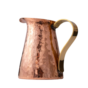 Handcrafted Pure Copper Pitcher with Lid Vintage Hammered Copper Water <b>Jug</b> with Brass Handle Traditional Drinkware for Hotel - Product Image 6