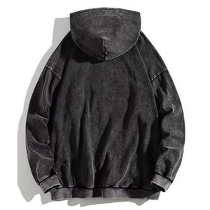 Sudadera con Capucha Extra Grande para Hombre, Estilo Vintage, Color Negro Lavado - Product Image 3