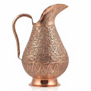 Pichet en cuivre gravé de style antique, fait main, en cuivre pur, carafe à eau vintage, pot en cuivre embossé, vaisselle, décoration d'intérieur - Product Image 1