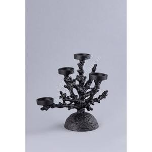 Support de bougie en métal noir fait main, design abstrait Arbre de Vie, 4 bras, écologique, résistant à la chaleur, pour les fêtes de Noël - Product Image 1