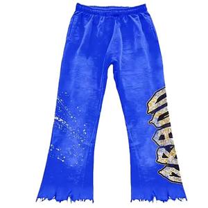Ensemble de survêtement bleu pour homme à capuche, manches longues, coupe classique, motif lettres imprimé, écologique, réversible, léger - Product Image 2