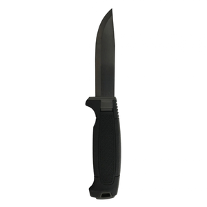 Couteaux de plein air à lame fixe noire avec lame à revêtement foncé, poignée texturée antidérapante, étui de protection et passant de ceinture pour le camping - Product Image 1