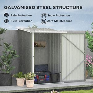 Casetta da Giardino 3.3x3.4 ft in Acciaio Zincato Grigio con Porta Lucchettabile, Facile Montaggio, Telaio in Lega di Alluminio e Plastica - Product Image 4