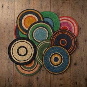 Wholesale Round Jute Placemat Sustainable Natural Fiber <b>Table</b> Mat Multi-Color Braided Dining Placemats Kitchen Tableware Decor - Product Image 1