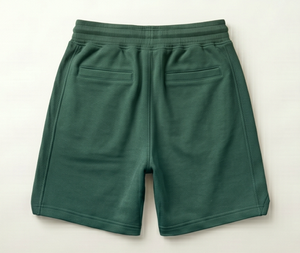 Pantalones Cortos de Punto de Algodón Verde Oscuro para Hombre, Cintura Media, Cordón Ajustable, Estilo Bermuda Informal, Bolsillos, Transpirables, Corte Regular - Product Image 2