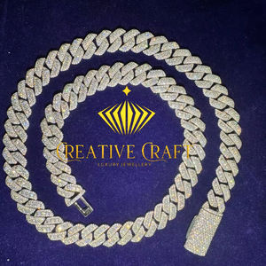 Cadena de eslabones cubanos con incrustaciones de moissanita de 10 mm de corte redondo, de alta demanda, para hombre, de plata de ley 925, joyería fina para fiestas de hip hop - Product Image 1