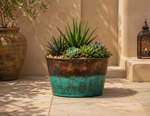 Pots de jardin décoratifs de grande taille, faits à la main en cuivre pur, finition rustique arrondie, très demandés, haute qualité, à prix avantageux. - Product Image 4