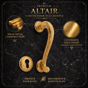 Manija de Puerta de Diseño Moderno y Duradero de Latón Macizo Altair de 18 Pulgadas con Roseta Grabada |   Herrajes Arquitectónicos para Hoteles de Lujo - Product Image 5