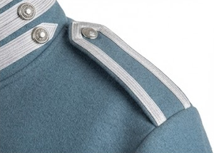 Light Blue 100% Wool Men's <b>Quilted</b> Jacket Stand Collar <b>Single</b> Breasted Winter Uniform Style Outerwear - Product Image 5