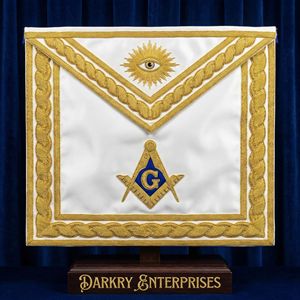 Delantal Masónico Hecho a Mano Personalizado, Terciopelo Negro con Bordado de Hilo Dorado, Ojo que Todo lo Ve, Triángulo - Product Image 3