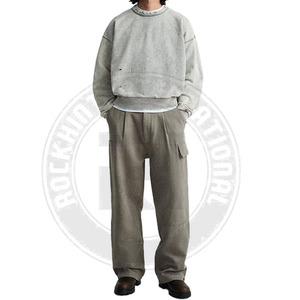 เสื้อฮู้ดดี้พรีเมียมลำลองสีพื้น ผ้าฝ้าย 100% สำหรับฤดูหนาว พิมพ์โลโก้ตามสั่ง มีกระเป๋าผ้าฟลีซ ล้างสีแบบแอซิดวอช แขนยาว สไตล์สตรีทแวร์ - Product Image 5