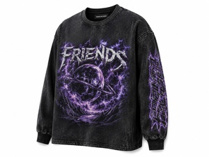 Sudadera de cuello redondo extragrande de manga larga para hombre, estampado de rayos morados, estilo urbano, 100% algodón, jersey de punto, otoño - Product Image 4