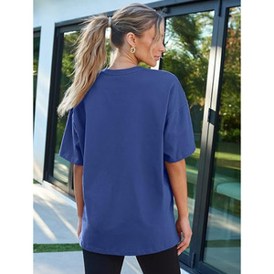 Solid Color Crew Neck Short Sleeve T-Shirt Loose Fit Breathable Jersey Cotton <b>Top</b> All Seasons Style - Product Image 2