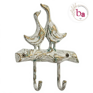 Ba Duck Wall Hook Rustic Animal Design Handmade Metal 2 Hooks Vintage Style Eco-Friendly Multifunction Self-adhesive - Product Image 2