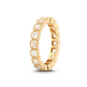 แหวนเพชรทรง Asscher ขนาด 2.5 มม. สุดหรู ดีไซน์ทันสมัย ได้รับการรับรองจาก IGI ตัวเรือนทองคำ ประดับเพชรแบบ Eternity รอบวง ดีไซน์หรูหราด้วยขอบแบบ Milgrain เหมาะสำหรับเป็นแหวนแต่งงาน - Product Image 5