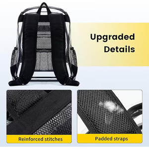 Sac à dos robuste en PVC transparent 0,5 mm, multi-poches, approuvé pour les stades, sac d'école avec bretelles rembourrées, vente en gros OEM - Product Image 3