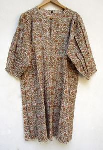 Mini robe indienne Elizabeth Maxi à imprimé floral moutarde, décolleté Henley avec cravates en coton, mini robe pour femmes, nouvel arrivage - Product Image 6