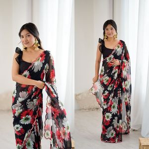Hermoso Saree Tradicional para Fiesta con Trabajo de Espejos en Tono Colorido para Mujer, Disponible al Mejor Precio - Product Image 6