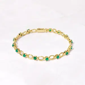 Pulsera de tenis vintage para hombre con moissanita redonda de 6 quilates, chapada en oro amarillo de 925 sobre plata de ley, joyería fina de lujo, diamante Tishya - Product Image 4