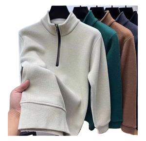 OEM diseño personalizado Logo invierno cálido casual Camisa top de manga larga de los hombres de media cremallera más terciopelo grueso sudadera chaqueta - Product Image 1