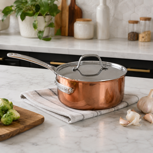 Handcrafted Pure Copper Saute <b>Pan</b> <b>with</b> <b>Lid</b> Hammered Copper Saucepan Copper Frying <b>Pan</b> Induction Ready Luxury Cookware OEM ODM - Product Image 3