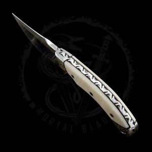 Cuchillo de Caza de Alta Dureza, Nuevo Cuchillo para Exteriores con Mango de Cuerno de Carnero, Cuchillo Recto Pequeño para Desollar Carne, Portátil - Product Image 5