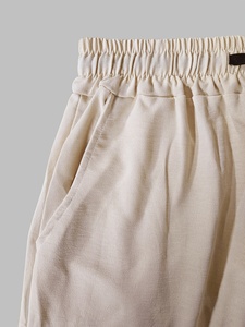 Pantalon de survêtement beige pour homme, taille élastique avec cordon de serrage, décontracté, respirant, en coton tricoté léger, idéal pour l'été - Product Image 3
