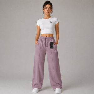 Pantalons de survêtement à taille haute, coupe droite, personnalisés OEM/ODM, avec logo imprimé sur mesure, respirants, pour femmes. - Product Image 1