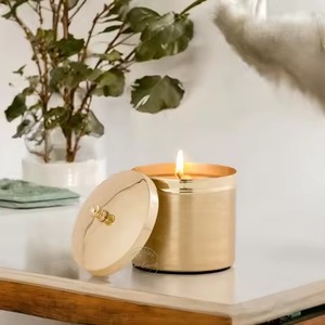 Artistic Metal Candle Jar with Designer Pattern for Dining <b>Table</b> Centerpiece and Candle Decoration - Product Image 6
