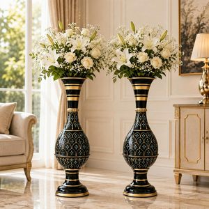 Flower <b>Vase</b> Big Size for Home Decor | Decorative Metal <b>Floor</b> <b>Vase</b> for Living Room & Hall | Luxury <b>Tall</b> Flower Pot with Designer - Product Image 2