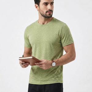 <b>Men's</b> <b>Green</b> Cotton <b>T</b>-<b>Shirt</b> Short Sleeve O-Neck Regular Fit Casual Solid Color Breathable Jersey Knitted <b>Shirt</b> - Product Image 5