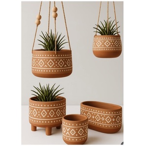 Maceta de Cerámica Hecha a Mano de Primera Calidad con Orificios de Drenaje, Ecológica, para Decoración de Interiores/Exteriores, Hogar y Jardín, Maceta de Arcilla Única - Product Image 5