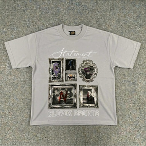 เสื้อยืดแฟชั่นทรงครอปผู้ชาย ทรงหลวม พิมพ์ลายกราฟิกศิลปะ ผลิตจากโรงงานโดยตรง - Product Image 3