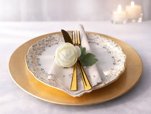 Assiette de présentation dorée de luxe avec texture artisanale pour banquets de mariage, mise en scène de table élégante et décoration d'événements - Product Image 3