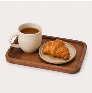 Wholesale Eco-Friendly Rectangular Wood Serving <b>Tray</b> For Coffee & <b>Breakfast</b> Custom Logo Handcrafted Decorative Wooden Platter - Product Image 2