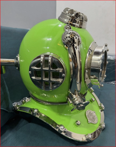 Casco de Buceo Metálico Verde, Estilo Antiguo, Artículo Coleccionable, Decoración Artística, Casco de Buzo de Aguas Profundas - Product Image 1