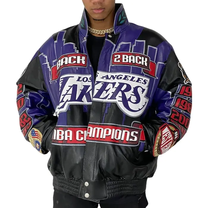 LA Lakers Men Classic Look Casual Wear Multi Color Faux Leather Jacket Vintage Style Custom Logo Leather Jacket