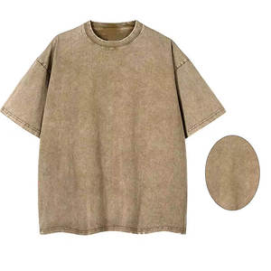 T-shirt pour homme en coton 100% de haute qualité, coupe ample, vintage, effet délavé, personnalisable. - Product Image 1