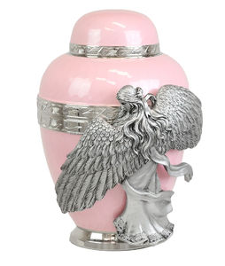 Ailes d'un ange Urne de couleur pourpre et bronze se tient dans une robe qui coule Urne de crémation pour les cendres humaines - Product Image 3