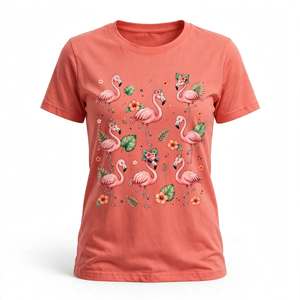 Camiseta de Cuello Redondo Estampada para Mujer, 100% Algodón, Corte Regular, Manga Corta, Informal, de BD - Product Image 4
